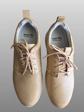 Earth Beige Perforated Leather Sneakers
